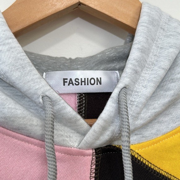 Fashion Sweatshirt Hoodies Womens Large gray pink yellow Long Sleeves New - Picture 4 of 8